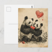 Panda Valentijnsdag Briefkaart (Voorkant / Achterkant)