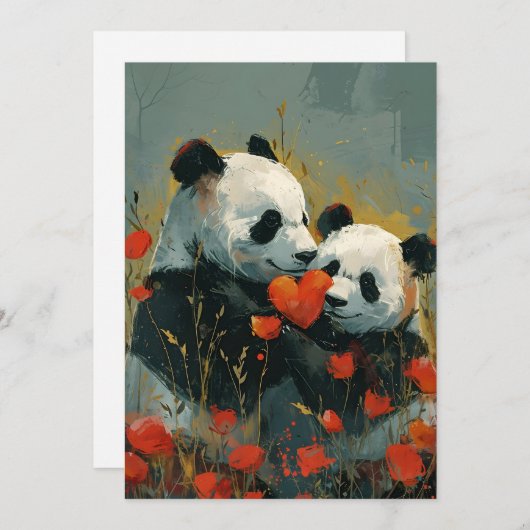Panda Valentijnsdag  Feestdagenkaart (Voorkant / Achterkant)