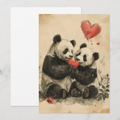Panda Valentijnsdag Feestdagenkaart (Voorkant / Achterkant)