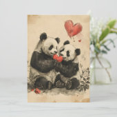 Panda Valentijnsdag Feestdagenkaart (Staand voorkant)