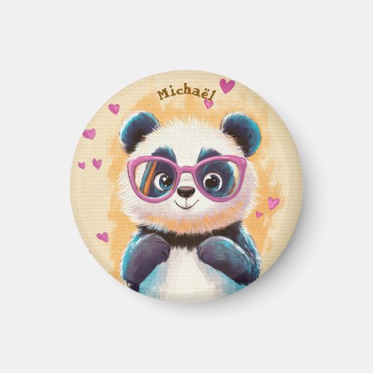 Panda Valentijnsdag Hart Badge Kinderen School Magneet (Voorkant)