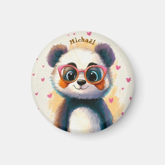Panda Valentijnsdag Hart Badge Kinderen School  Magneet (Voorkant)