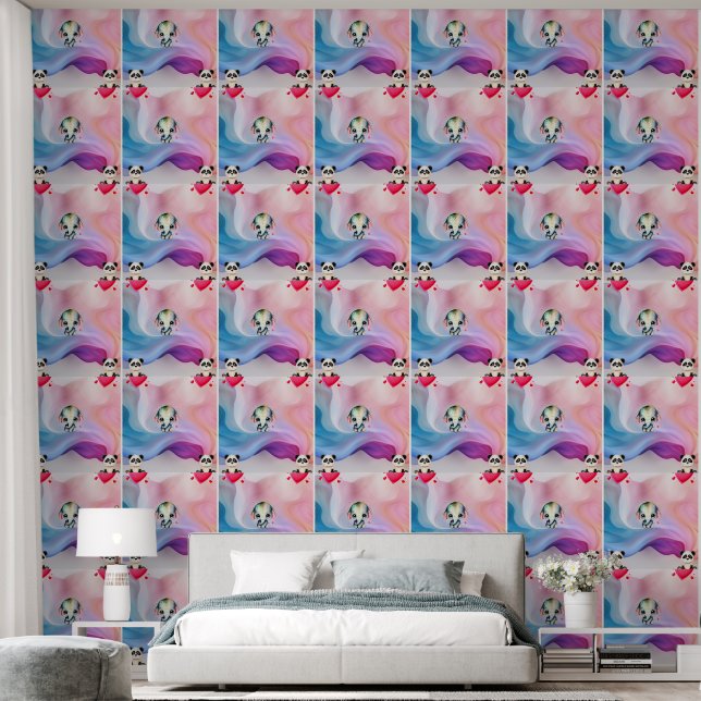 Panda Valentijnsdag Wallpaper - Gift-Themd Behang (Slaapkamer)