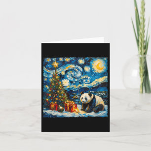 Panda Van Gogh Style Sterrennacht Kerstwinter Kaart