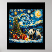 Panda Van Gogh Style Sterrennacht Kerstwinter Poster (Voorkant)