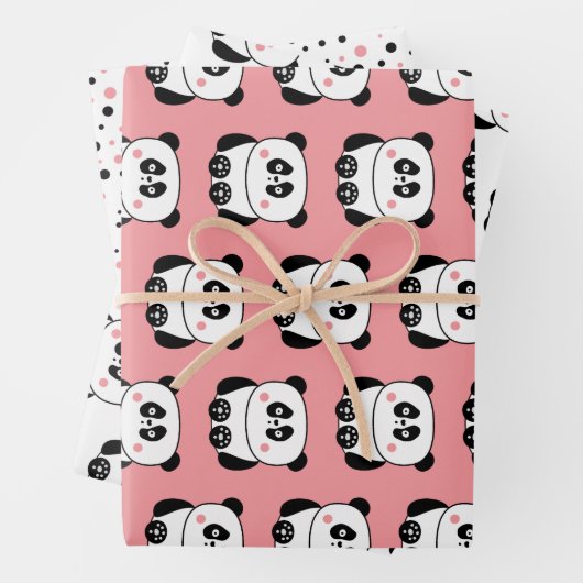 Panda van klauwhuffier, zoals in kawaï inpakpapier vel (In situ)