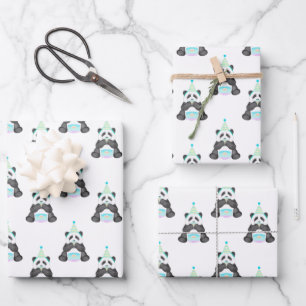 Panda van padie met cokespatroon inpakpapier vel