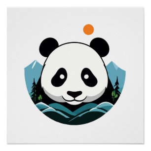 Panda Vector Art Animal Modern Urban City Graphic Perfect Poster