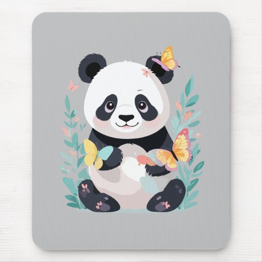 Panda Vector Schilderen Schattig Fun Animal Spelen Muismat (Voorkant)