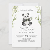 Panda Verjaardag: Groene Bamboe Kaart (Voorkant)