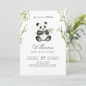 Panda Verjaardag: Groene Bamboe Kaart (Staand voorkant)