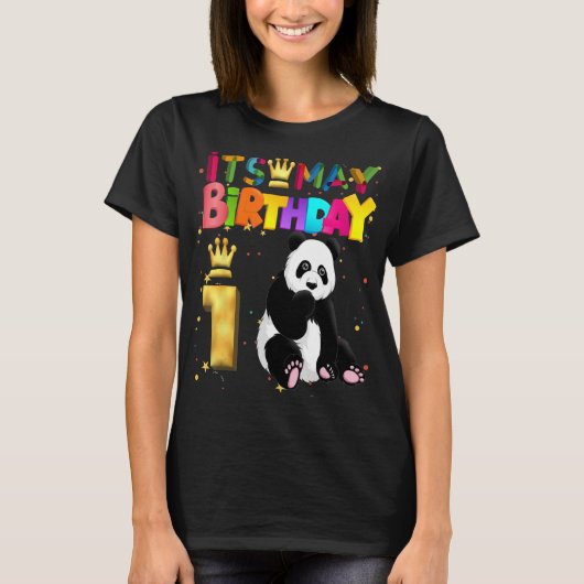 Panda Verjaardag Jongen Party Dier 1e Verjaardag P T-shirt (Voorkant)