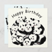 Panda Verjaardag Kaart Gelukkige Familie Panda's - (Voorkant / Achterkant)