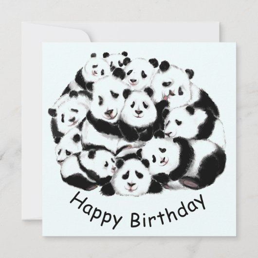 Panda Verjaardag Kaart Gelukkige Familie Panda's - (Achterkant)