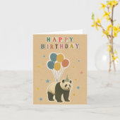 Panda Verjaardag Kaart met Ballonnen (Gele Bloem)