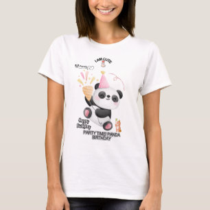 Panda-verjaardag T-shirt Schattig Kawaii-ontwerp