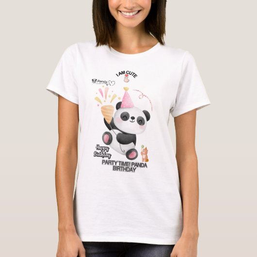 Panda-verjaardag T-shirt | Schattig Kawaii-ontwerp (Voorkant)