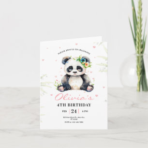 Panda Verjaardag Uitnodiging, Panda Girl Verjaarda