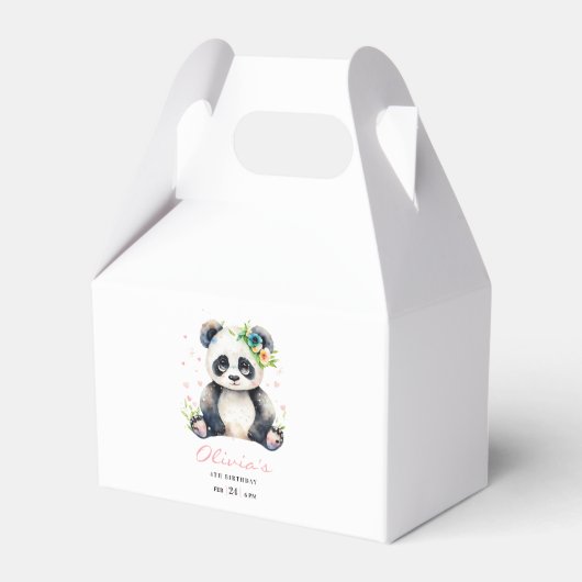 Panda Verjaardag Uitnodiging, Panda Girl Verjaarda Bedankdoosjes (Voorkant Zijde)