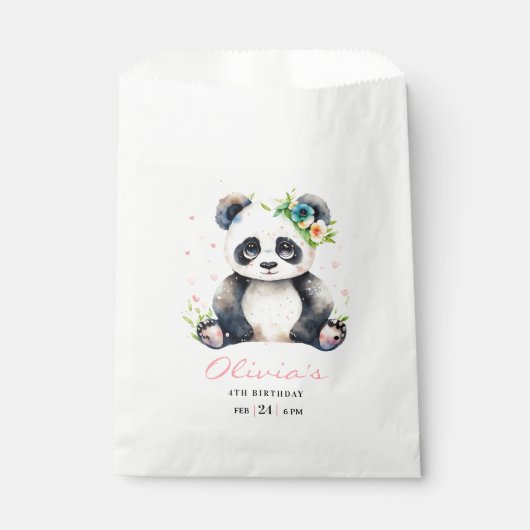 Panda Verjaardag Uitnodiging, Panda Girl Verjaarda Bedankzakje (Voorkant)