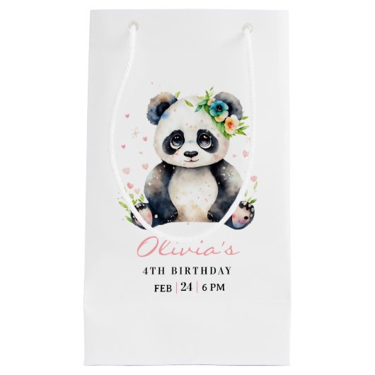 Panda Verjaardag Uitnodiging, Panda Girl Verjaarda Klein Cadeauzakje (Voorkant)