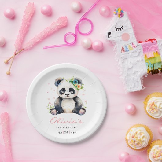 Panda Verjaardag Uitnodiging, Panda Girl Verjaarda Papieren Bordje (Feest)