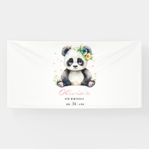 Panda Verjaardag Uitnodiging, Panda Girl Verjaarda Spandoek