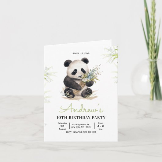 Panda Verjaardag Uitnodiging, Panda Verjaardag Par (Voorkant)