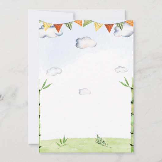 Panda verjaardagsfeest 1e verjaardag kaart (Achterkant)