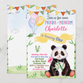 Panda verjaardagsfeest 1e verjaardag kaart (Voorkant / Achterkant)