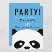 Panda Verjaardagsfeest Kinder Roze Jongens Uitnodi Kaart (Voorkant / Achterkant)