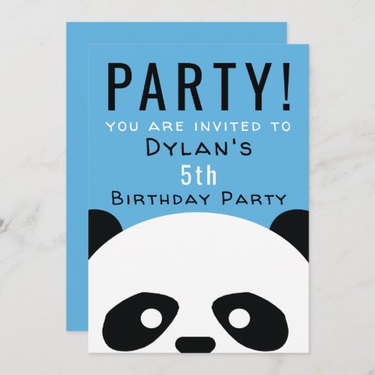 Panda Verjaardagsfeest Kinder Roze Jongens Uitnodi Kaart (Voorkant / Achterkant)