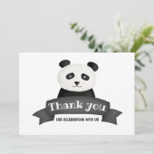 Panda verjaardagsfeestje | Dank u Kaart (Staand voorkant)
