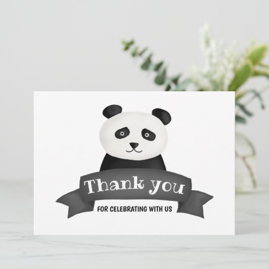 Panda verjaardagsfeestje | Dank u Kaart (Staand voorkant)