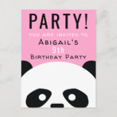 Panda Verjaardagsfeestje Kinder Roze Kawaii Uitnodiging Briefkaart (Voorkant)