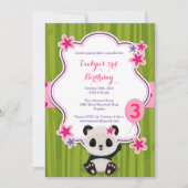 Panda verjaardagsfeestje - Roze en Paarse Kaart (Voorkant)