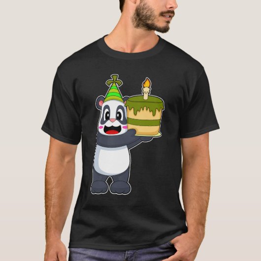 Panda verjaardagstaart kaars t-shirt (Voorkant)