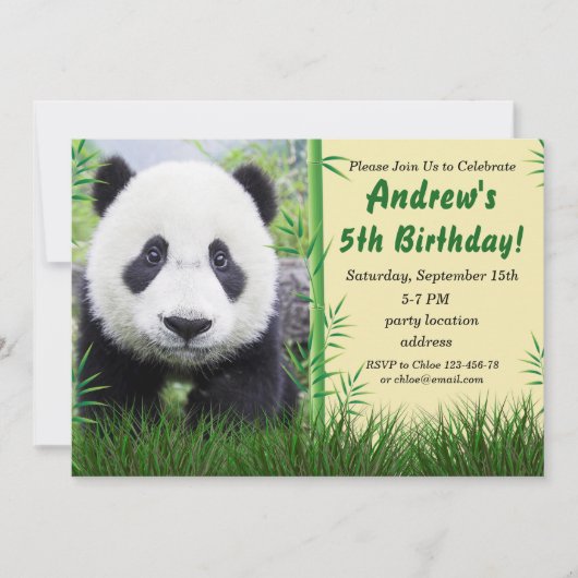 Panda verjaardagsuitnodiging kaart (Voorkant)