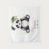 Panda-verjaardagsuitnodiging, Panda-meisje-verjaar Wandkleed (Voorkant)