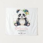 Panda-verjaardagsuitnodiging, Panda-meisje-verjaar Wandkleed (Voorkant (horizontaal))