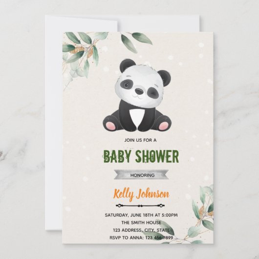 Panda verjaardagsuitnodiging voor een babyshower kaart (Voorkant)