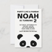Panda verjaardagsuitnodiging, zwart-wit feest kaart (Voorkant)
