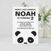 Panda verjaardagsuitnodiging, zwart-wit feest kaart (Staand voorkant)