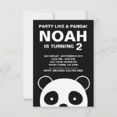 Panda verjaardagsuitnodiging, zwart-wit feest kaart (Voorkant)