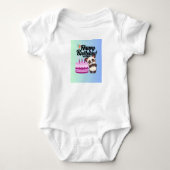 Panda Verjaardagswensen Schattige & Leuk Baby T-sh Romper (Voorkant)