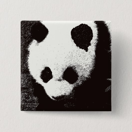 Panda Vierkante Button 5,1 Cm (Voorkant)