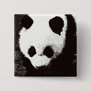 Panda Vierkante Button 5,1 Cm