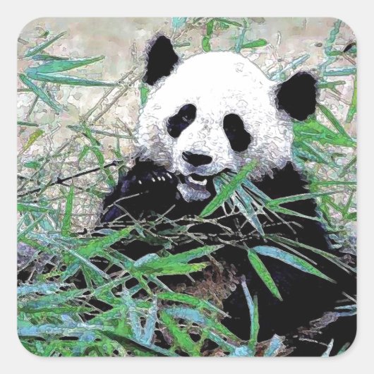 Panda Vierkante Sticker (Voorkant)