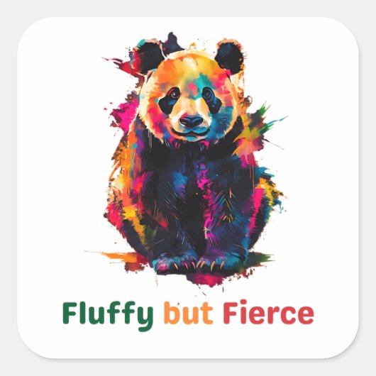 panda vierkante sticker (Voorkant)
