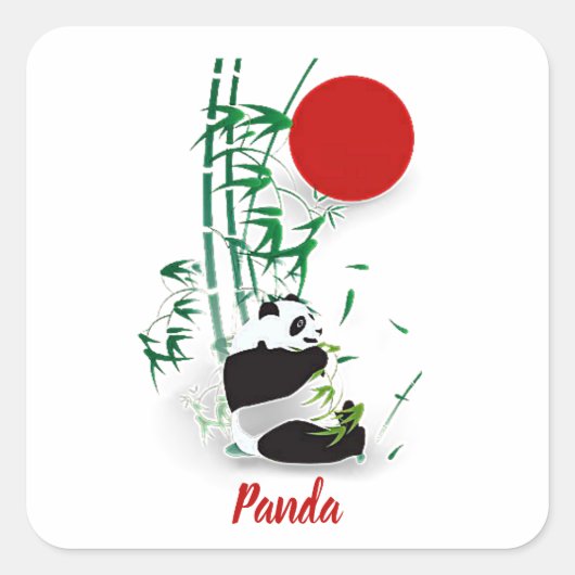 Panda Vierkante Sticker (Voorkant)